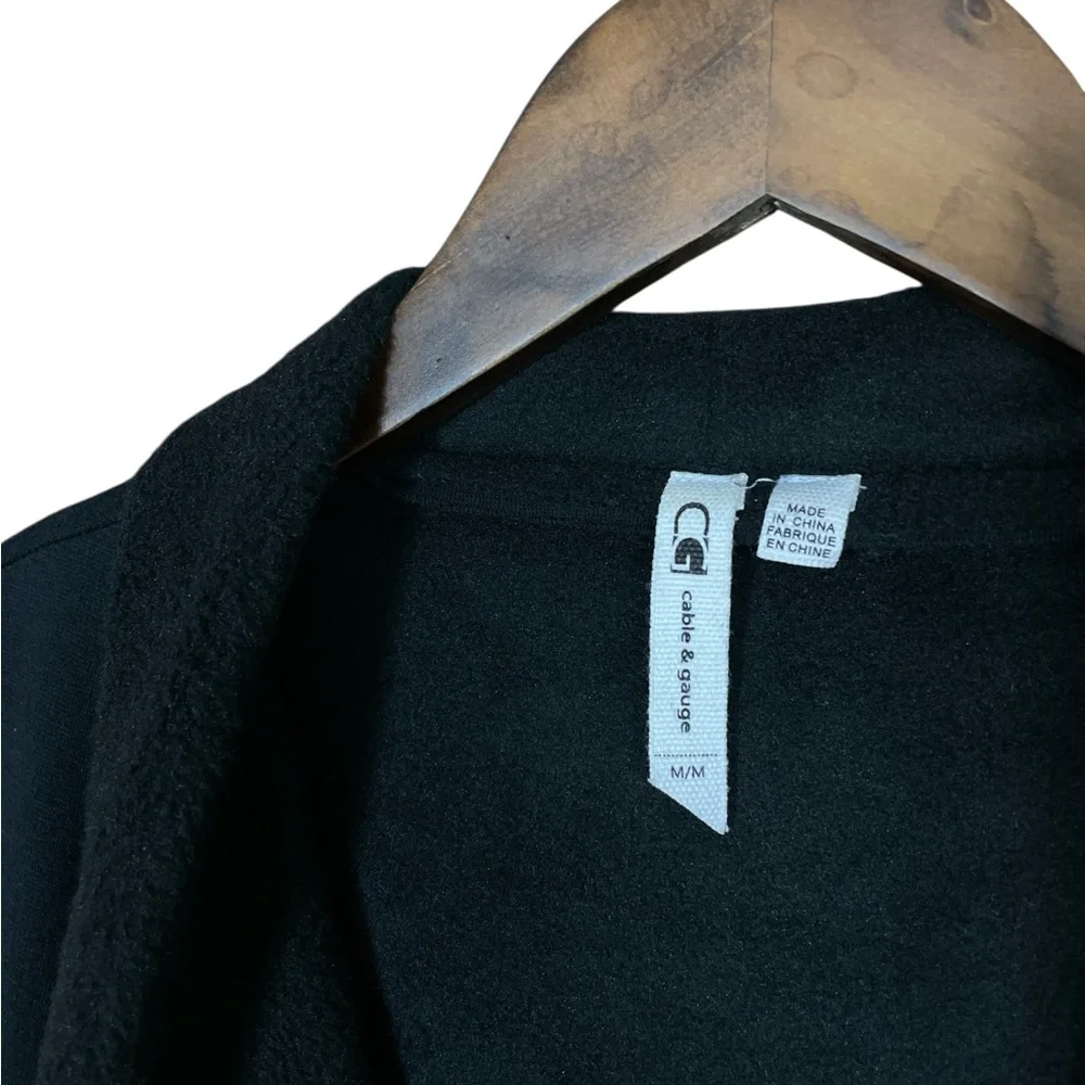 Cable &‎ Gauge | Black Open Waterfall Front Sweater Vest Fleece Basics